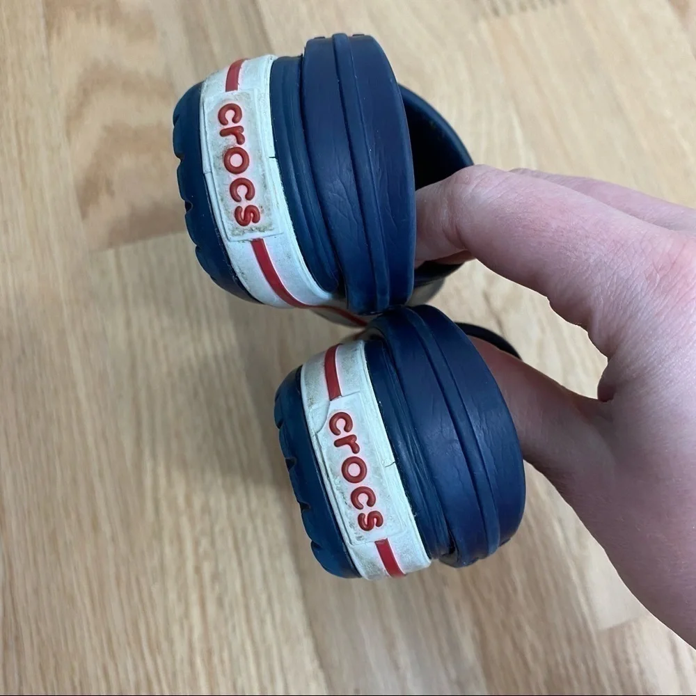 Crocs Sandals Sz 4/5 Blue White Red Kids Baby